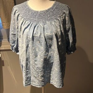 Sonoma Light Blue Smocked Blouse